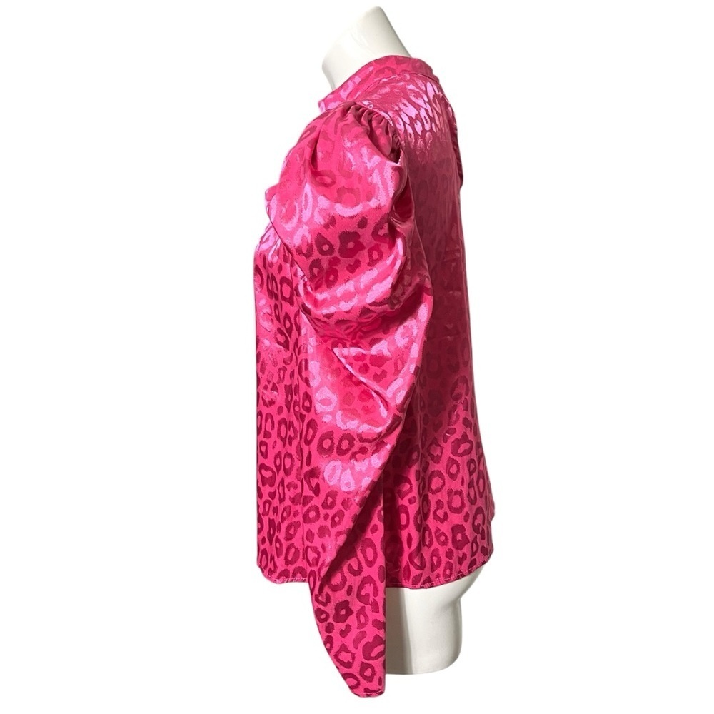A.Calin For Flying Tomato Leopard Print Puff Sleeve Blouse Size Large Hot Pink - Picture 3 of 5